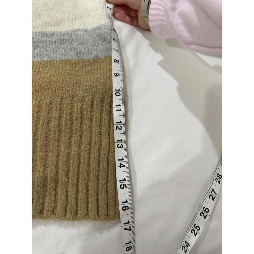 Topshop Supersoft Brown Stripe Fuzzy Brushed Knit Crewneck Sweater- Size 14 - Picture 8 of 9